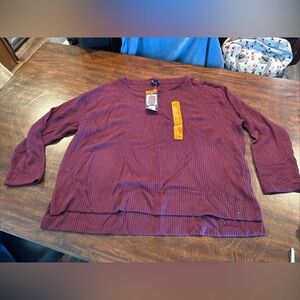 Splendid Burgundy Ribbed Long Sleeve Top Women’s Size XXL NWT